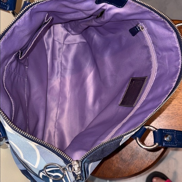 Coach Poppy Pop C Glam tote shoulder bag denim blue/white/Silvertone HW NWOT - Picture 15 of 17